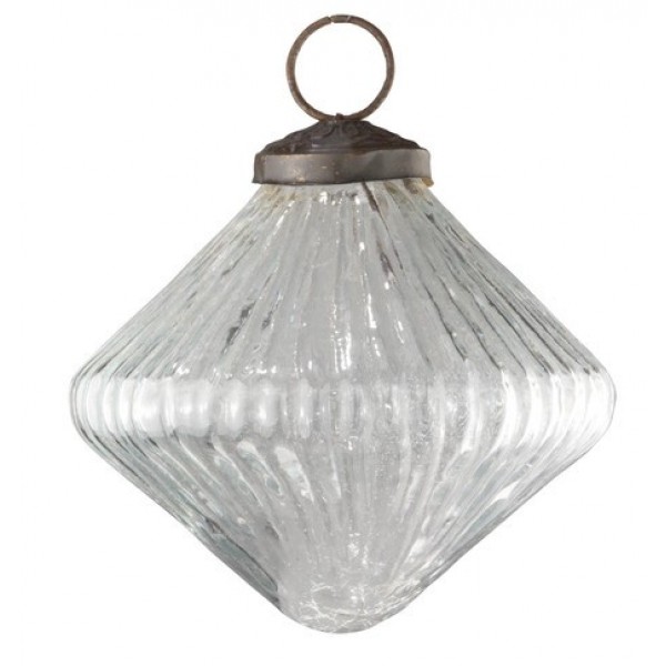 Ribbed Clear Glass Onion Bauble 